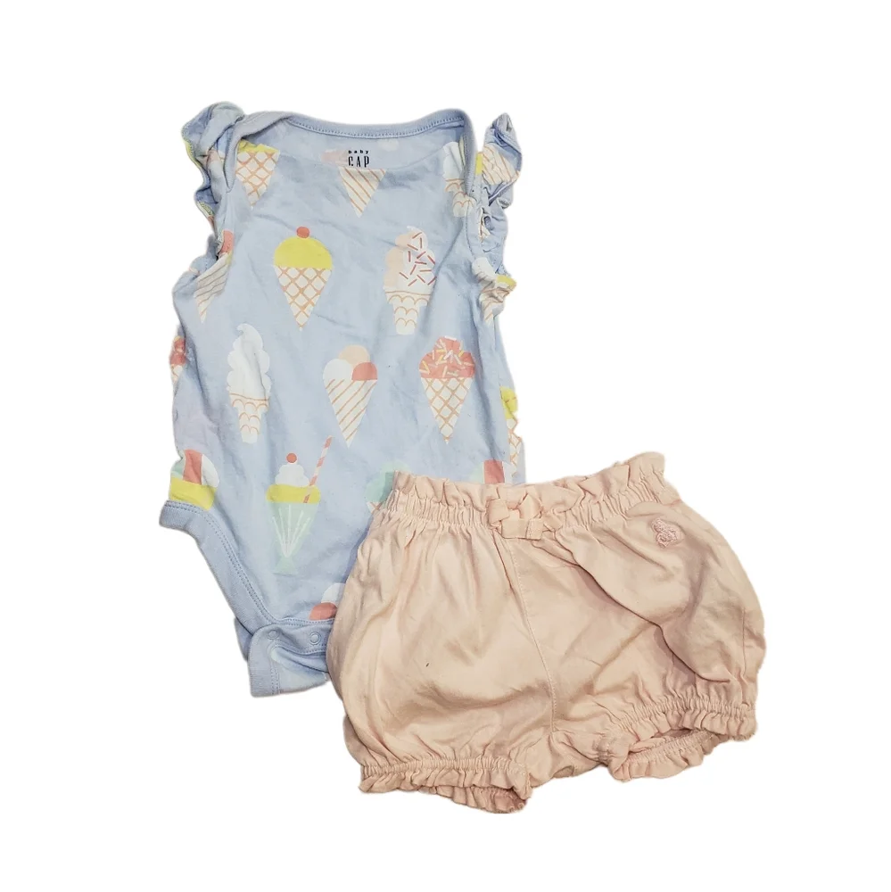Baby Gap 3-6m Ice Cream Bodysuit & Pink Bubble Shorts